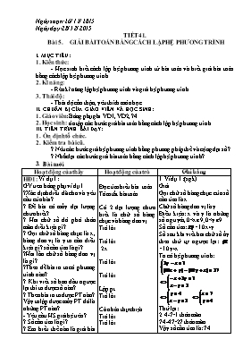 Giáo án môn Toán 9 - Bài 5 Giải bài toán bằng cách lập hệ phương trình